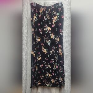 No Boundaries Black Maxi Skirt with Floral Design